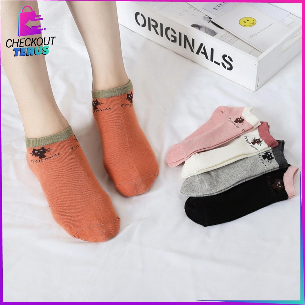 CT P119 Kaos Kaki Wanita Motif Kucing Kaos Kaki Semata Kaki Cat Ankle Socks Kaos Kaki Lucu Wanita Fashion Korea Style Kaos Kaki Wanita Dewasa Kaos Kaki Motif Lucu