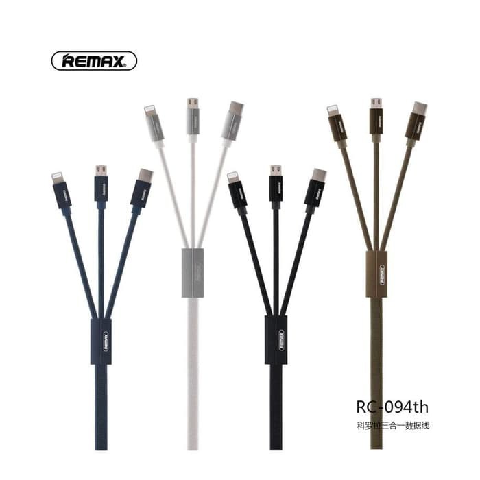 REMAX KEROLLA 3 in 1 Data Cable for Lightning/Micro/Type-C RC-094th 1M