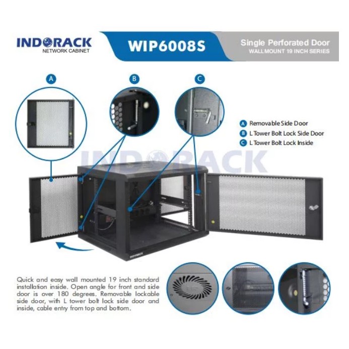 Wallmount Rack WIP6008S Rack Server 8U Single Perforated Door 19 inch Series