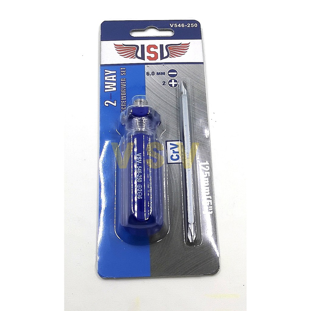 VSV Two way screwdriver 125mm crystal / obeng bolak balik /plus min