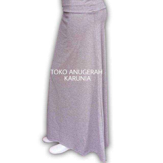 Rok Panjang Polos kaos rayon dan spandek-abu muda hanya kaos