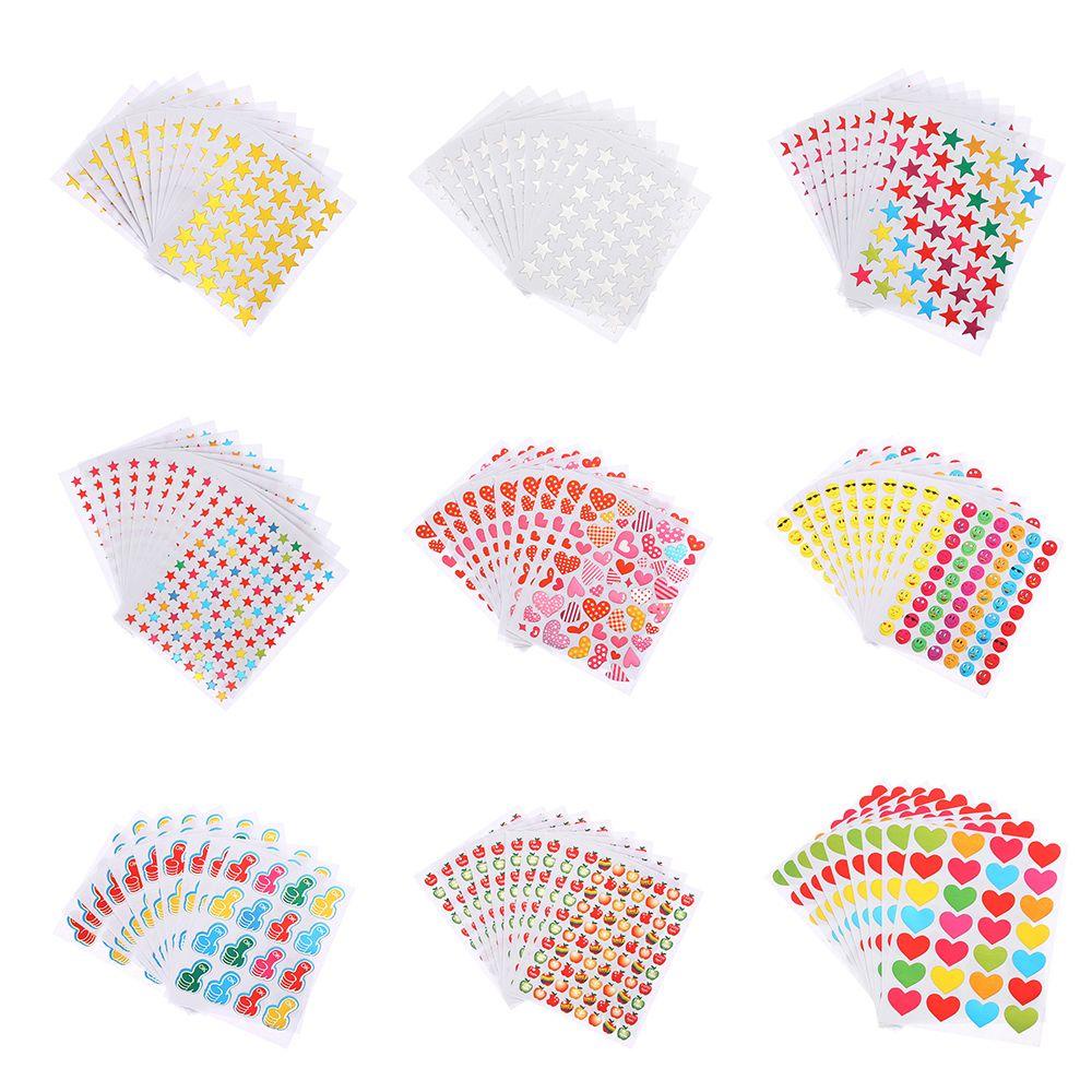 Populer 10PCS/tas Stiker Hadiah Flash Smiley Face Label Puji Bintang Berujung Lima Album Foto Dekorasi