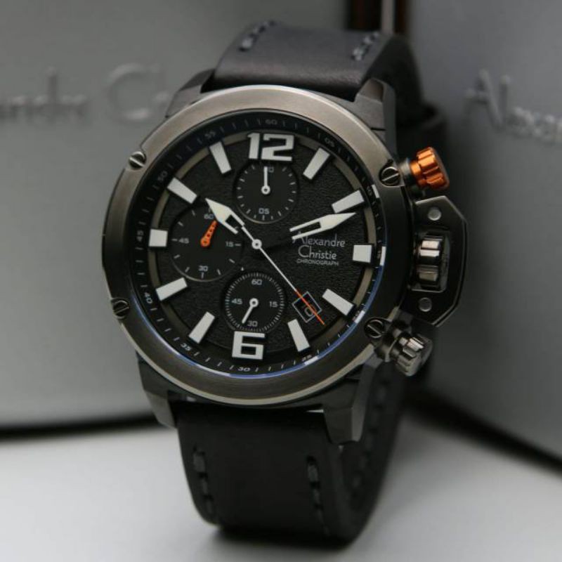 ALEXANDRE CHRISTIE AC6487 AC 6487 GREY BLACK JAM TANGAN PRIA ORIGINAL