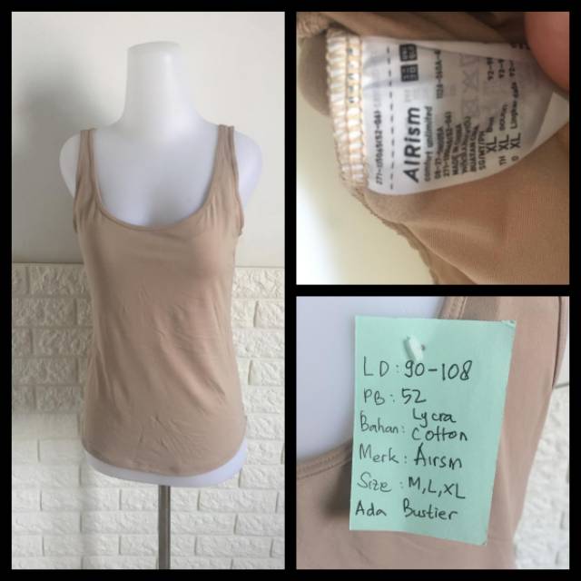 Baju Second Preloved Tanktop Halus Airism Ada Bustier Fit M L XL