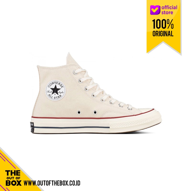 Sepatu Sneakers Casual Unisex Converse Chuck Taylor 70 s Hi Parchment 162053C