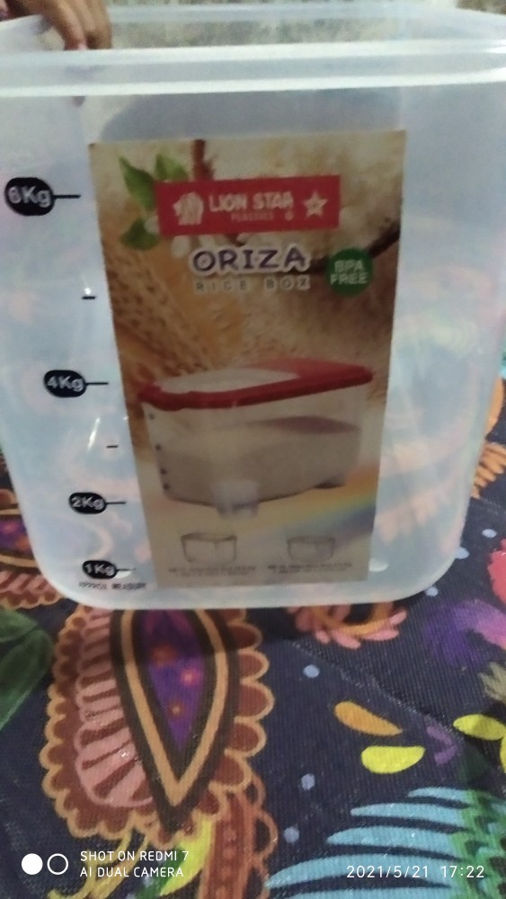 Box Beras Lion Star Oriza 6.5 Kg/tempat Beras (model Tutup Flip) Lion Star 6.5 Kg