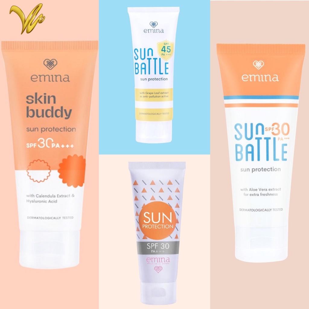 EMINA Sun Protection SPF 30 PA+++ 60mL | Emina Sun Battle SPF 45 | 30 PA+++ 30mL Sunscreen Skin Buddy (KIM)