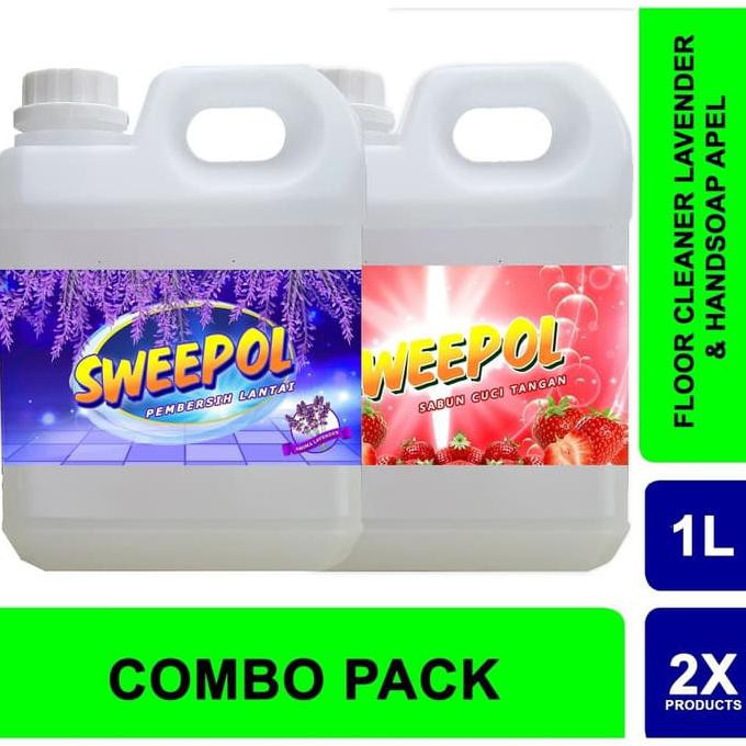 Sweepol Pembersih Lantai Lavender + Sabun Cuci Tangan Strawberry (1L) {SALE Kode 611