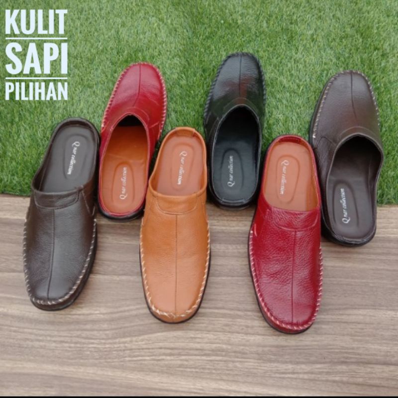 Sepatu sendal kulit asli.Bustong pria kekinian kulit asli