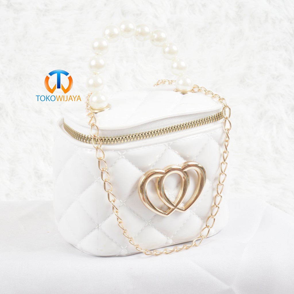 Tas Jelly Glossy Tabung Love Pearl | Tas Jelly Glossy Motif Tabung Import | Tas Jelly Mini Rubber
