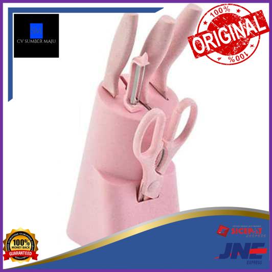 

OLIRON Set Pisau Dapur 6 in 1 Gunting Pengupas Buah Tempat Pisau - H06