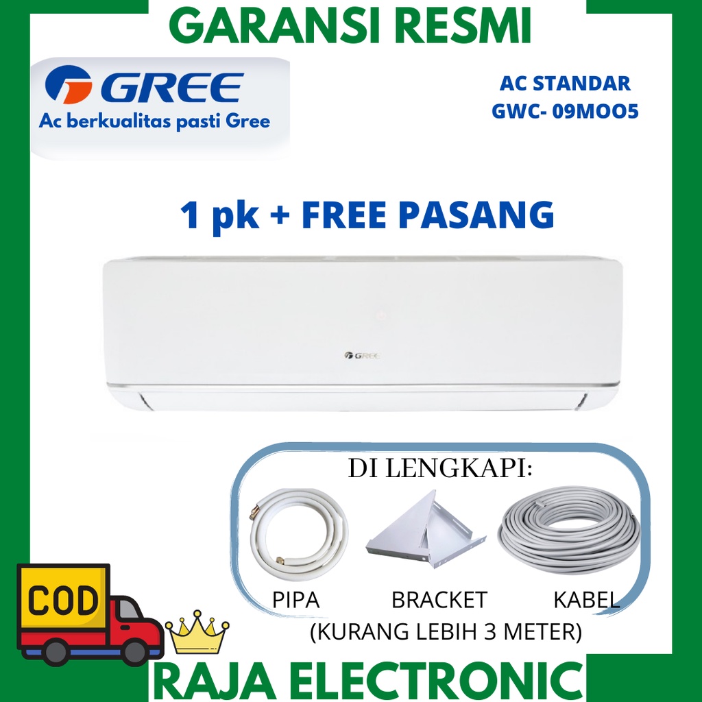 AC GREE 1 PK GWC-09M005 STANDARD ( R32 ) + FREE PASANG SIAP PAKAI