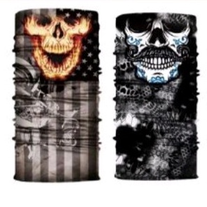 MASKER BAFF HITAM DAN MOTIF TENGKORAK DAN LORENG