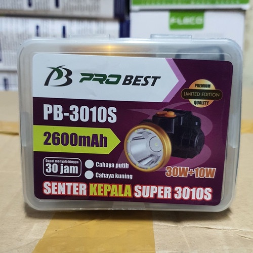 Senter Kepala Probest 30 Watt + 10W PB-3010S LED Cahaya Putih / Kuning