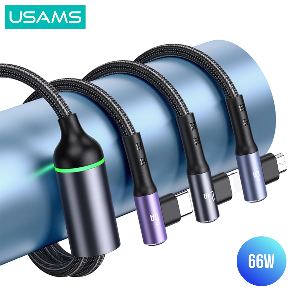 USAMS U80 Kabel Data Fast Charging 3in1 66 W Right Angle