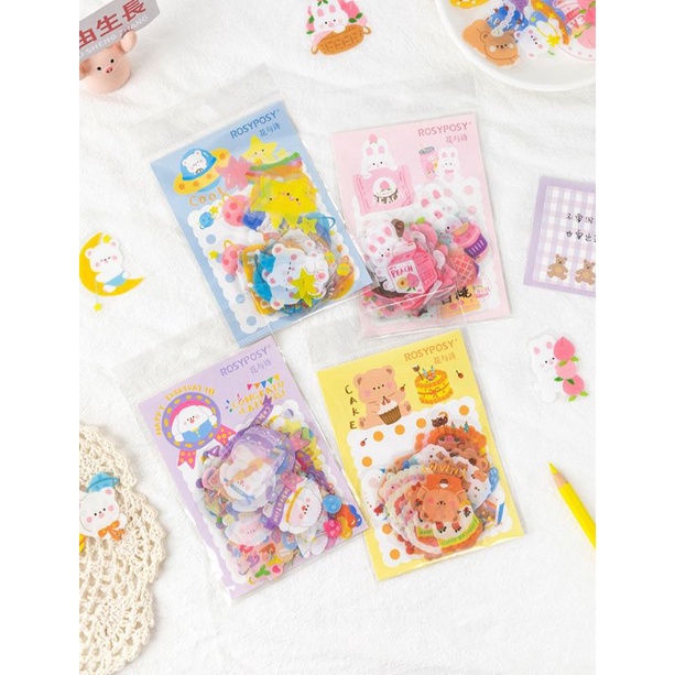 

40 pcs Rossy Possy PET Stiker Aesthetic Deco Scrapbook/Diary/Journal/Photo Card/HP/Laptop/Tumbler