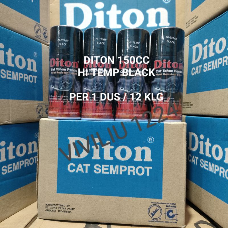 Pilok Cat Diton Hi Temp Black Per 1 Dus / 12 Klg Hi Temp Black Cat Anti Panas Tahan Panas Warna Hitam 150cc Harga Per 1 Dus (12) Cat Semprot Diton 150cc Pilok Diton Pilox Diton Cat Diton 150cc