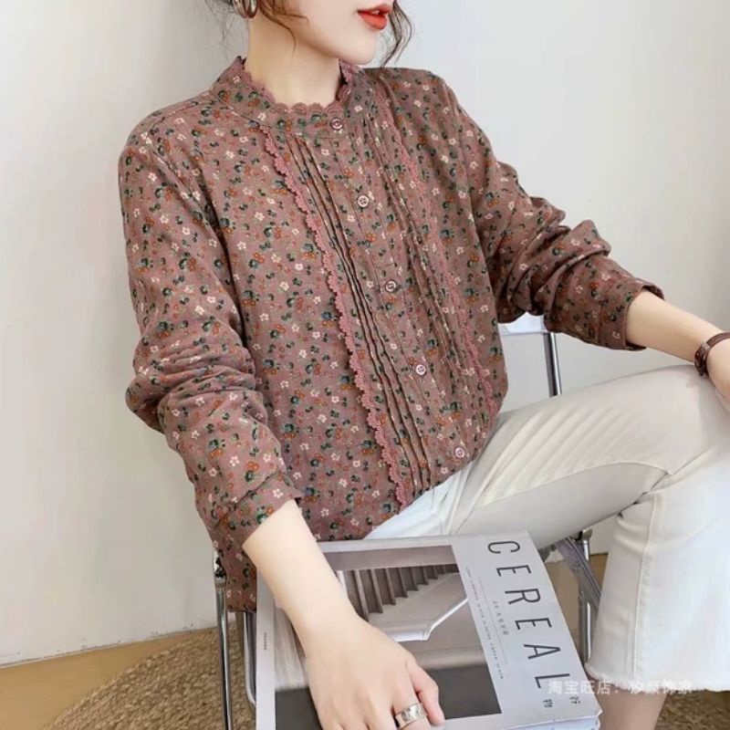 MDLV ~ 4360# Antonella Floral Shirt Flower Atasan Blouse Korea Import