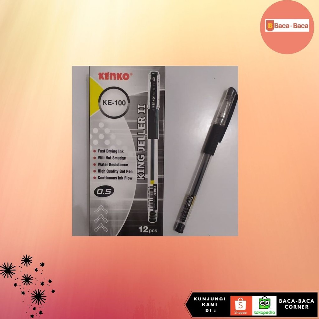 

BACABACA BALLPEN GEL KE-100 BLACK KENKO PULPEN