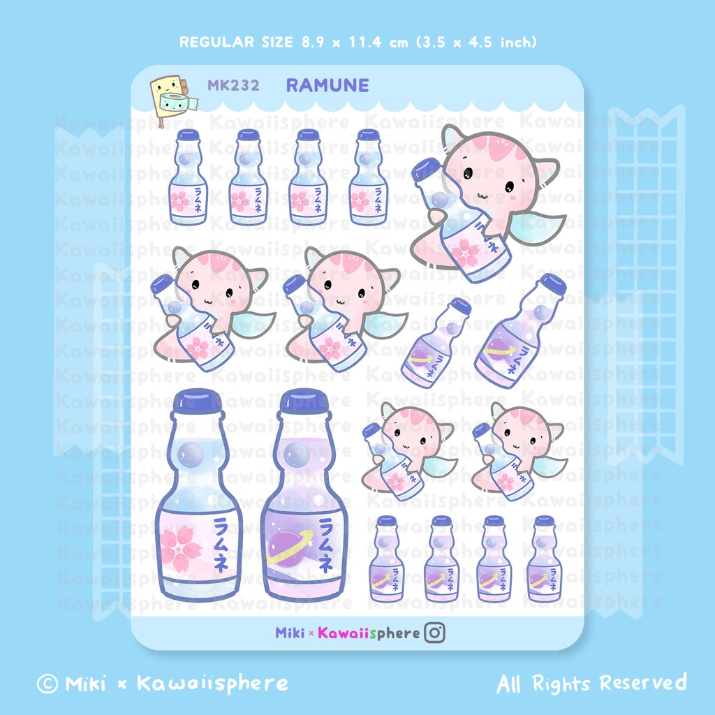 

Ramune | Kawaiisphere Summer Series | Kawaii Planner Journal / Ring Binder Sticker | Soft Drink