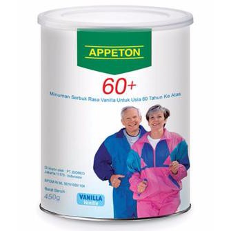 

TERMURAH APPETON 60 + (60 PLUS) VANILA 450 GR/ SUSU LANSIA DISKON