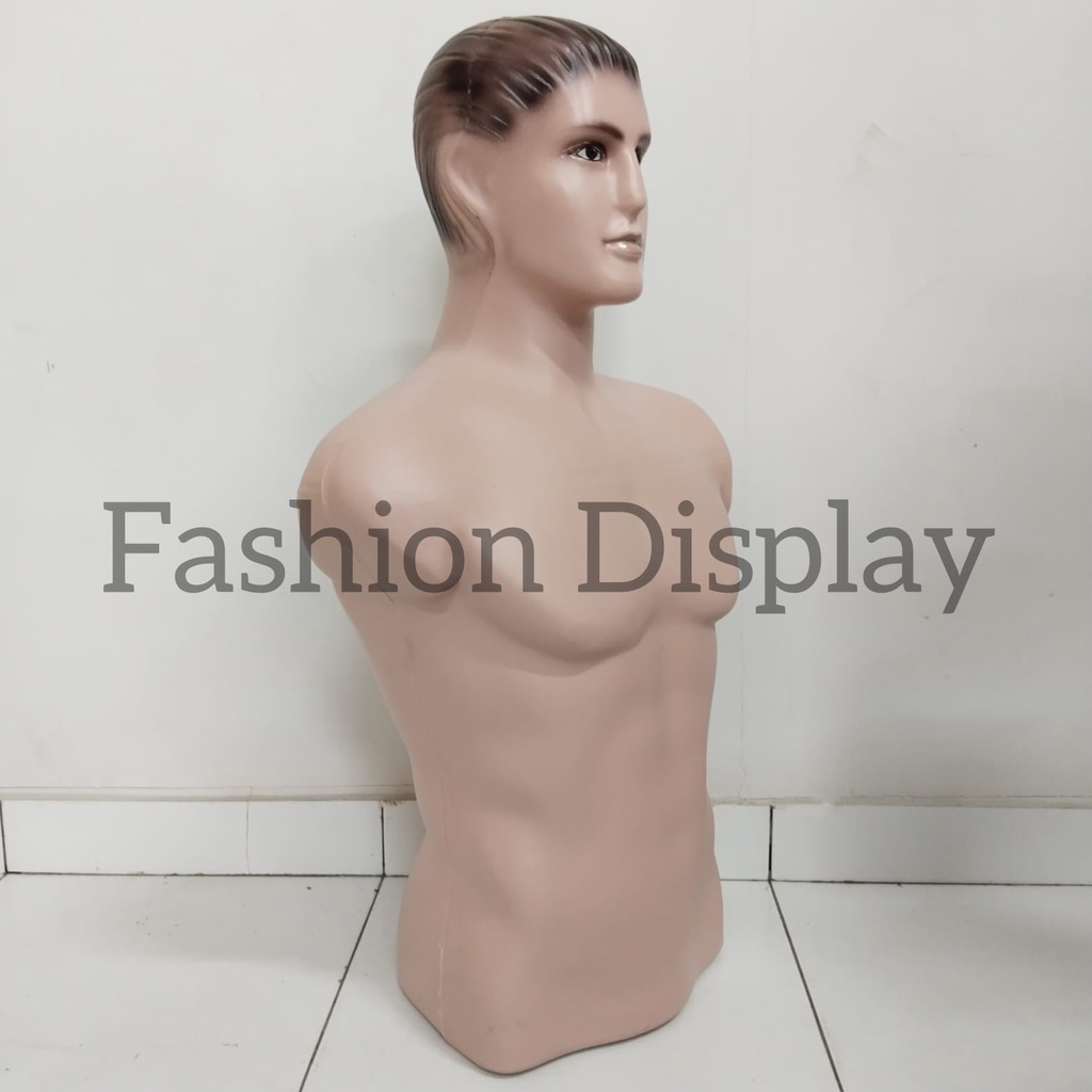 Patung Manekin Torso Cowok Setengah Badan Botak/Rambut Display Baju Manekin Laki Laki(BH)