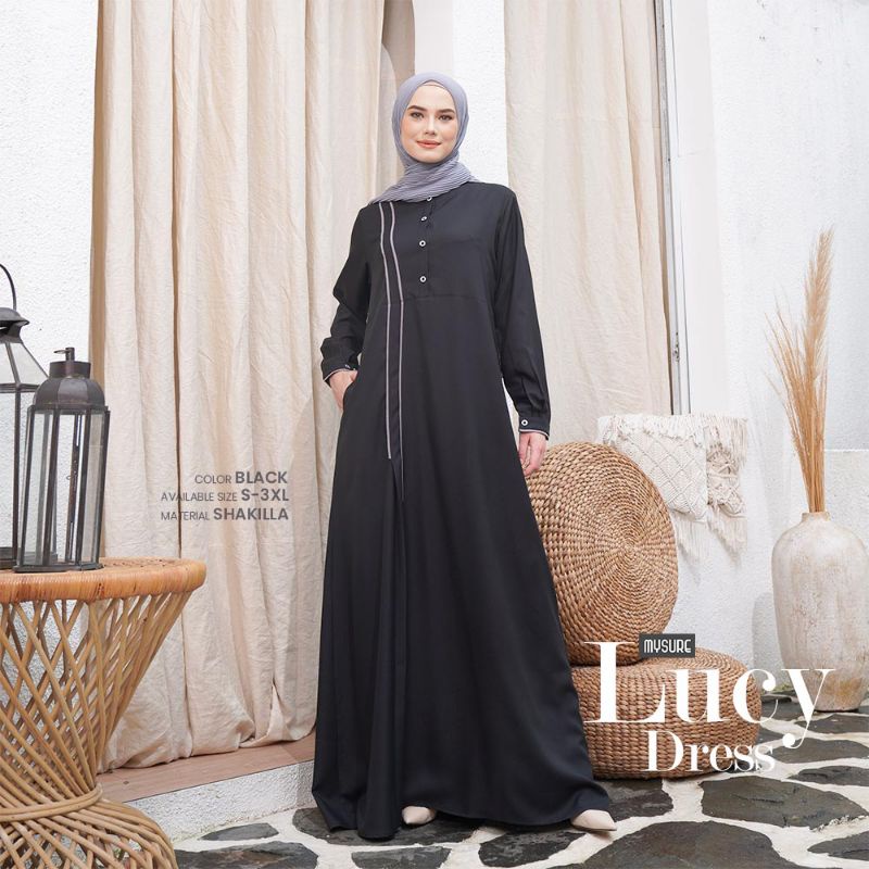 LUCY Dress Gamis Terlaris Gamis Simple Gamis Shakilla Ringan ORI MYSURE