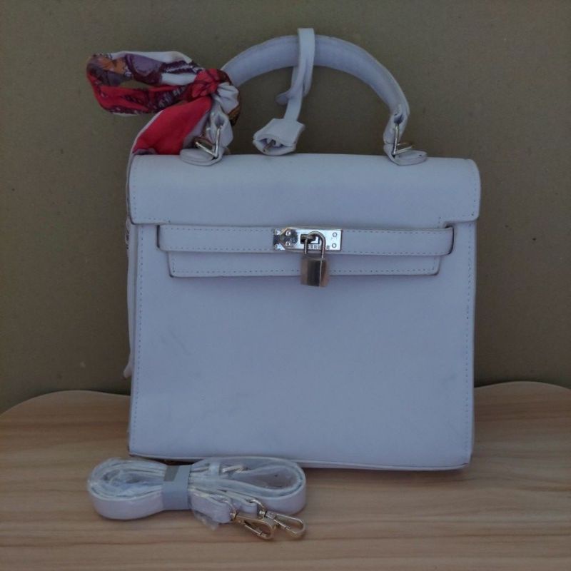 [PRELOVED] Tas Hermes tas selempang tas top handle beige putih vintage