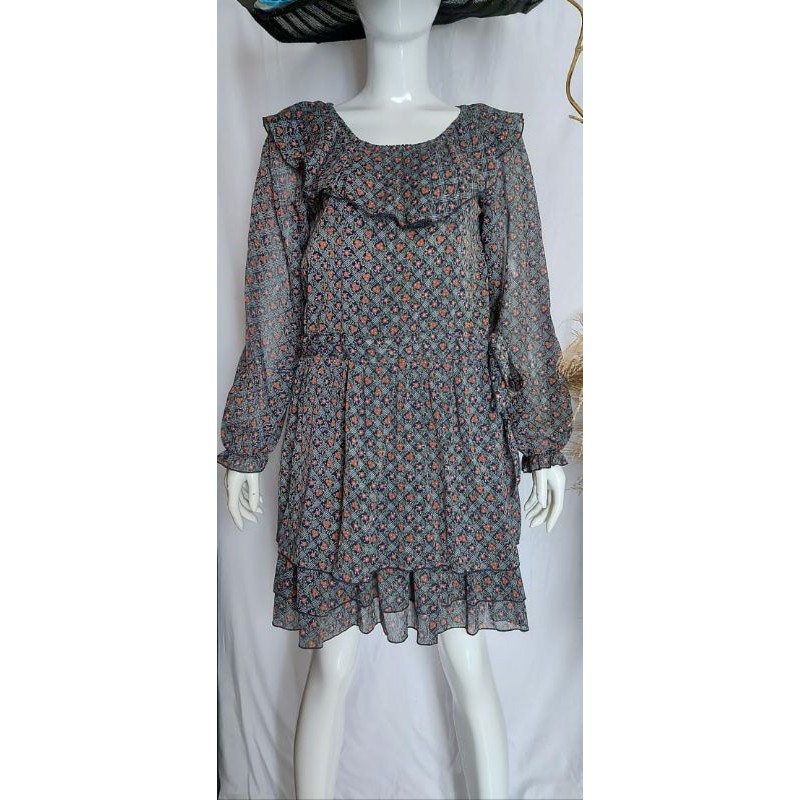 Dress midi motif bunga kecil