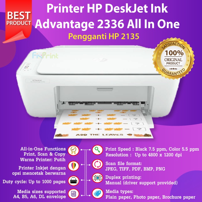 Printer HP Deskjet 2775 / 2776 All-In-One Print Scan Copy WiFi Pengganti Printer HP Deskjet 2135