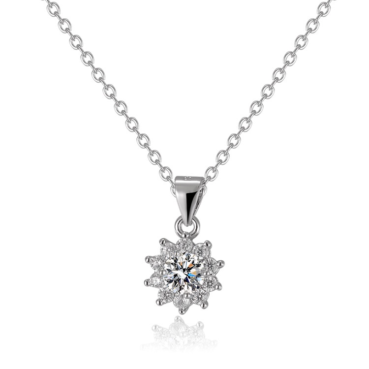 925 perak murni Gypsophila snowflake diamond Klavikula liontin kalung untuk wanita Moissanite gaya Korea perhiasan fashion sederhana