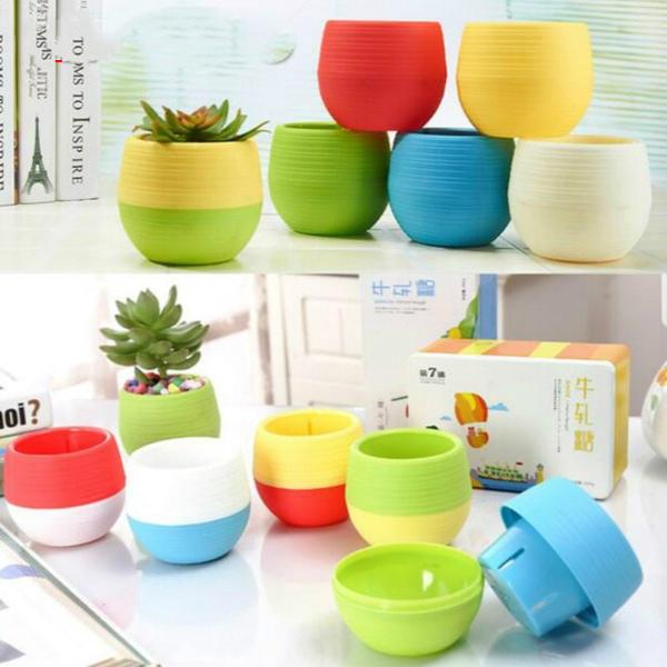  Pot  Bunga  Mini Bahan Plastik  Warna  Warni  untuk Dekorasi 