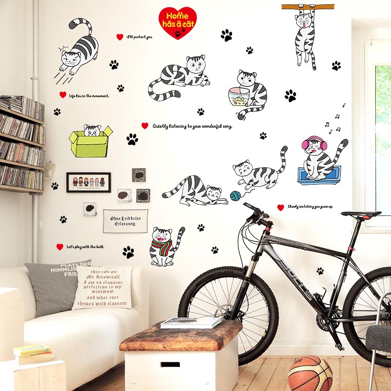 Reliza Wall Sticker Cat Home Kucing Hitam Stiker Dinding ldr9049