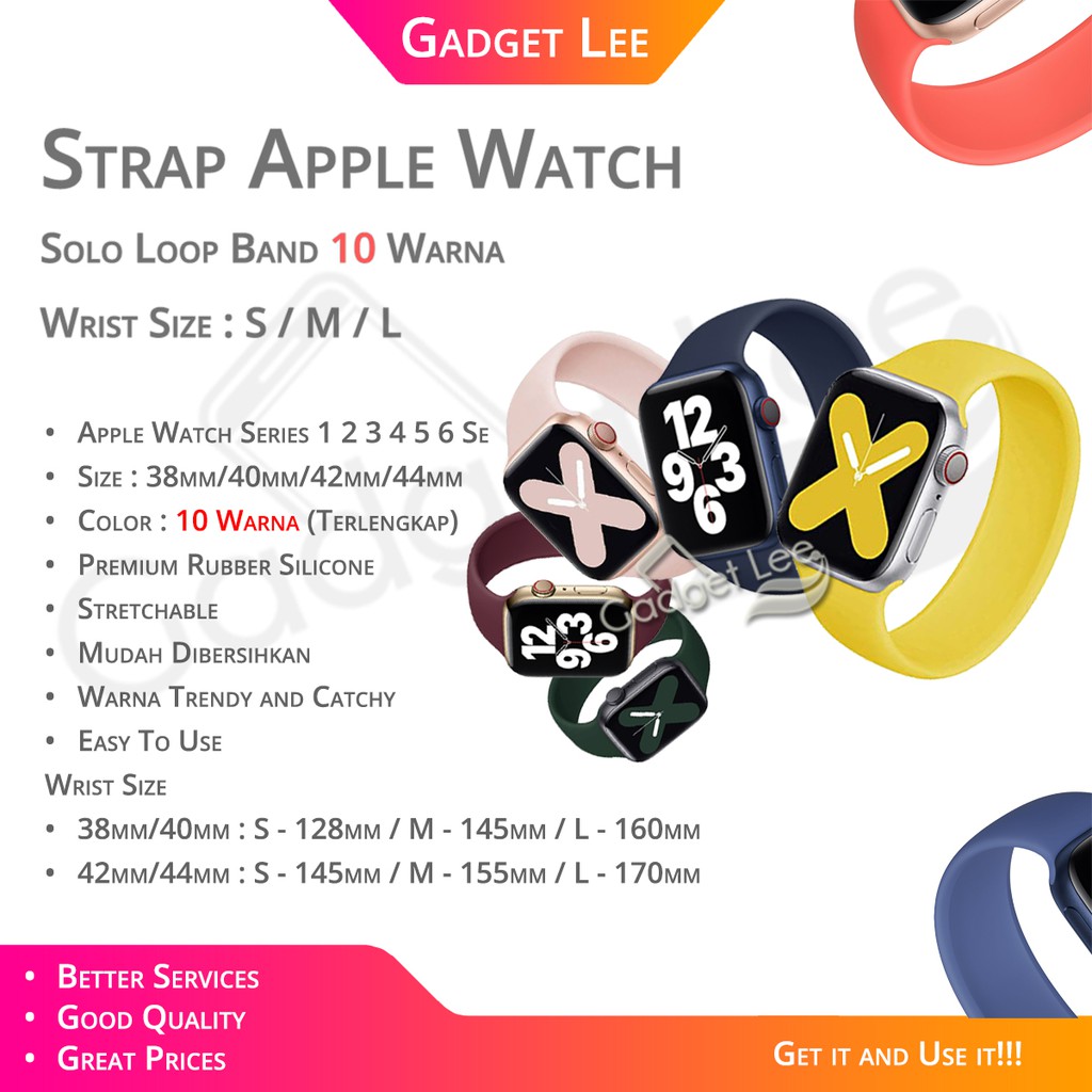 Strap Apple Watch Rubber Solo Loop Band Elastis Sport Band iWatch Strap Series 1 2 3 4 5 6 SE 7 8 ultra