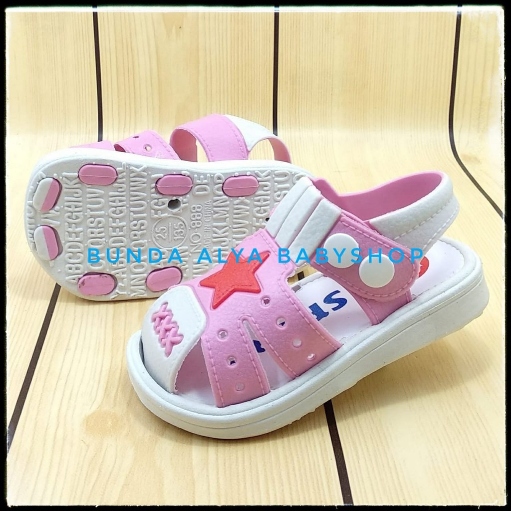 Sendal Anak Perempuan IMPORT Usia 6 Bulan 1 2 Tahun PINK - Sepatu Sandal Anak Cewek Bintang Lentur Alas Karet Anti Licin