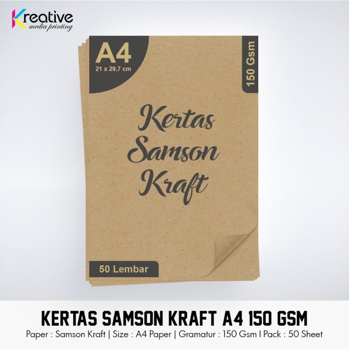 

Kertas Kertas Samson Kraft (A4 / 150 Gsm / 1 Pack = 50 Lbr)