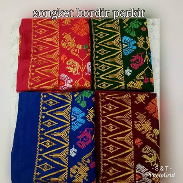 Kain Kamen Songket Bordir Parkit