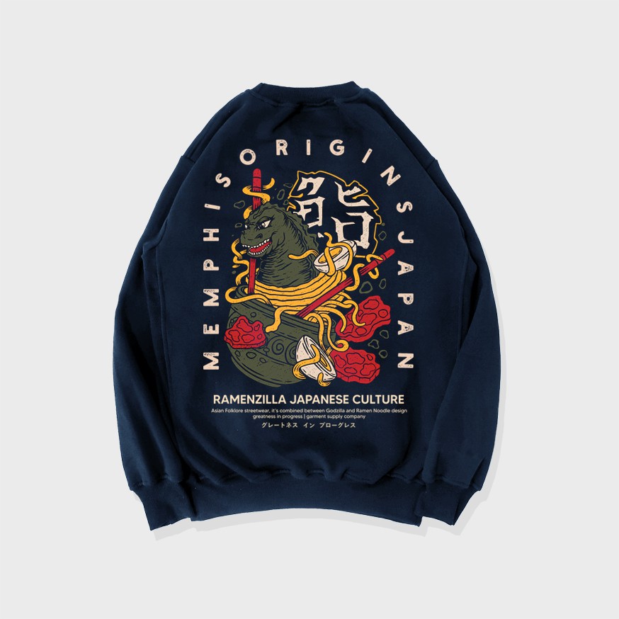 CREWNECK SWEATSHIRT - RAMENZILLA (navy)