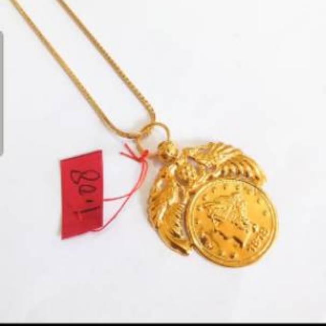 Set kalung liontin koin emas asli kadar 700 mewah hadiah ultah