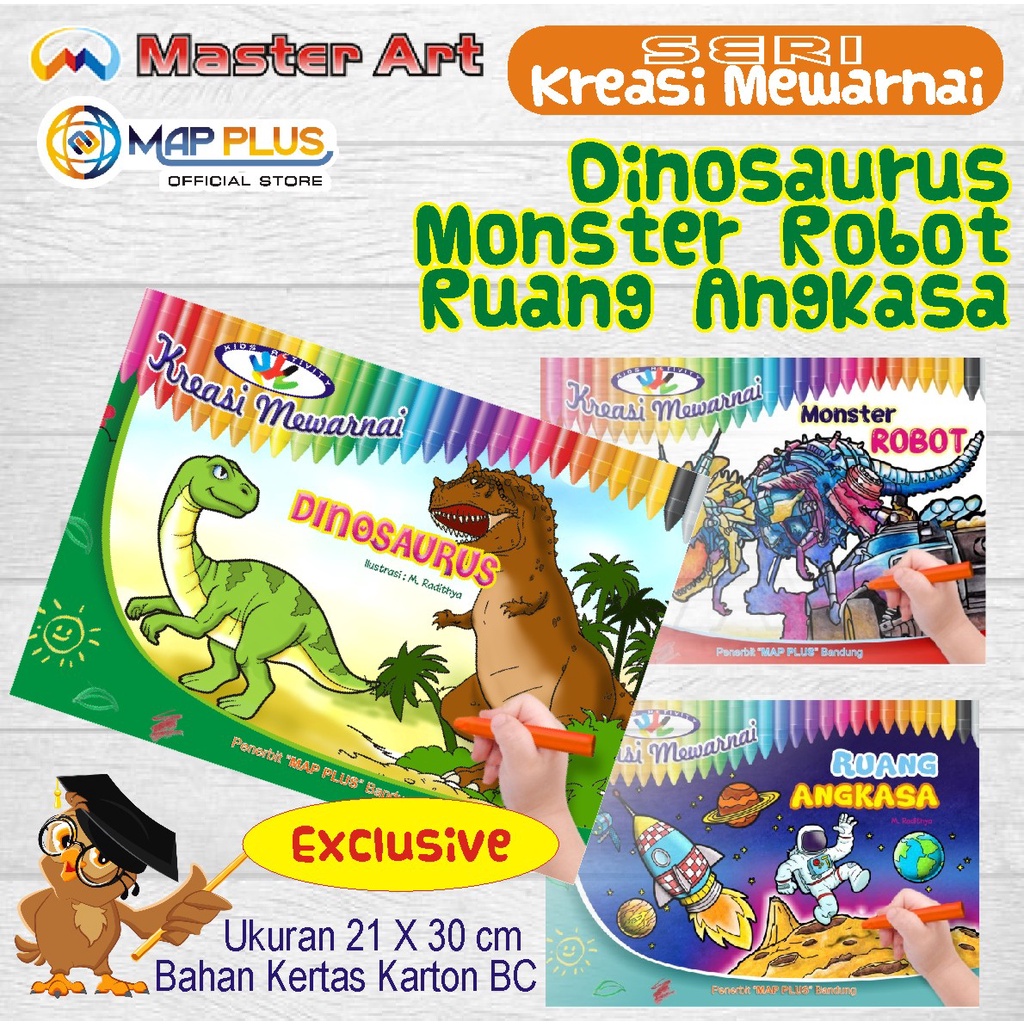 Kreasi Mewarnai  - Dinosaurus - Monster Robot - Ruang Angkasa
