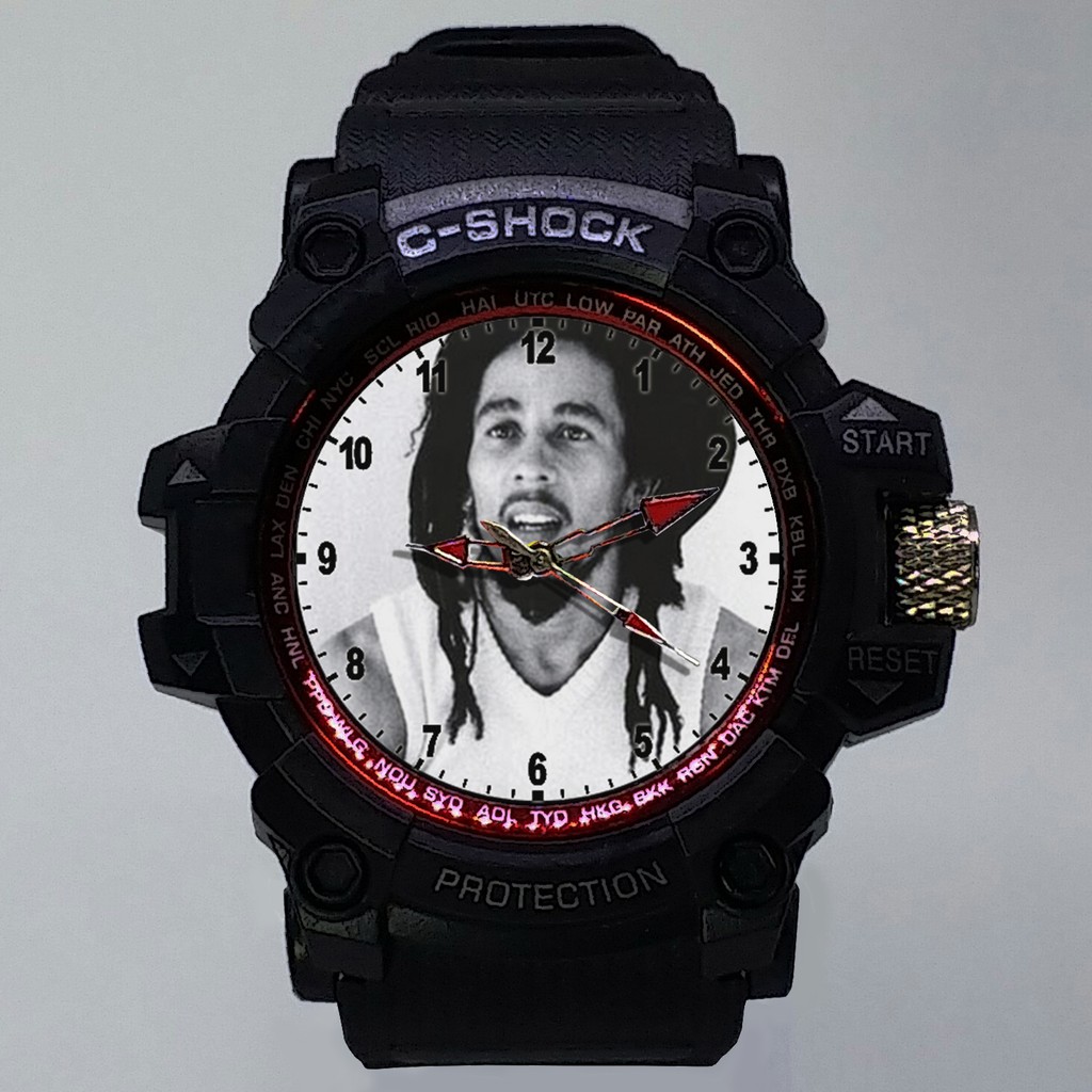 (ISTIMEWA BOSSQUE) JAM TANGAN BOB MARLEY LIST MERAH - EXCLUSIVE 2