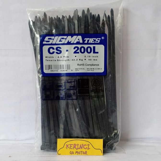 KABEL TIES SIGMA CS 200L LEBAR HITAM 20cm 1 PACK - KABEL TIS INSULOK