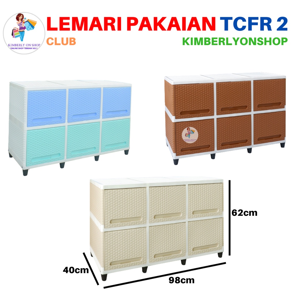Lemari Pakaian Laci Kabinet Plastik Triple Flip Susun 2 TCFR 2 Club