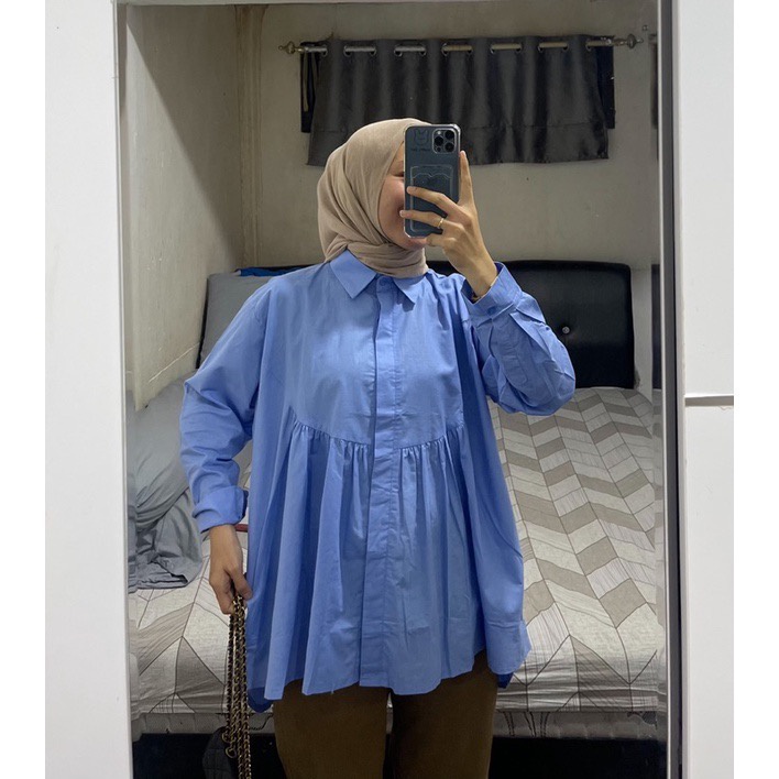 BEFAST - ZFS OOTD Kemeja OCHIA / CISS OVERSIZE SHIRT / Kemeja Oversize Wanita / Hem Kekinian Wanita Casual / Fashion Wanita Trendy / Kemeja Jumbo Maxy / Pakaian Kerja Wanita / Hem Polos Lengan Panjang / Outfit Wanita Hijab