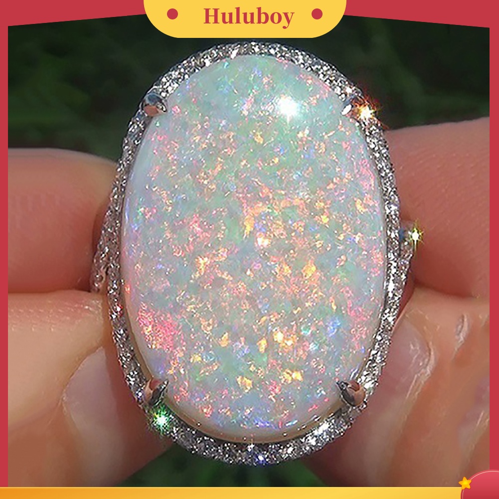 Hu Hu Hu Hu Hu Alat Bantu Pasang Kacamata♡ Cincin Batu Opal Imitasi Bentuk Oval Untuk Wanita