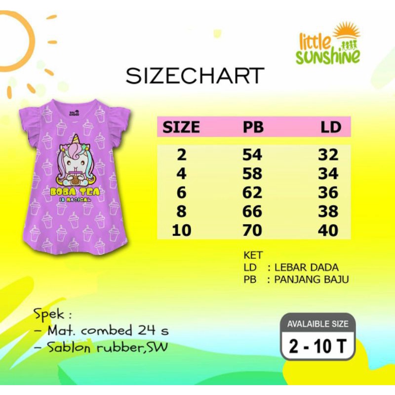 Dress boba/dress little sunshine/dress anak perempuan boba