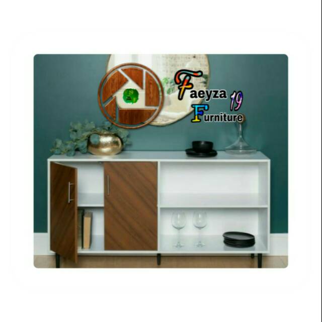 Meja Rak TV Bufet Minimalis Model Elegan - Kayu Jati