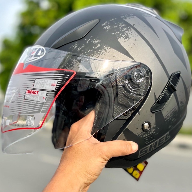 Helm Half Face Double Visor Shell Rover Sni