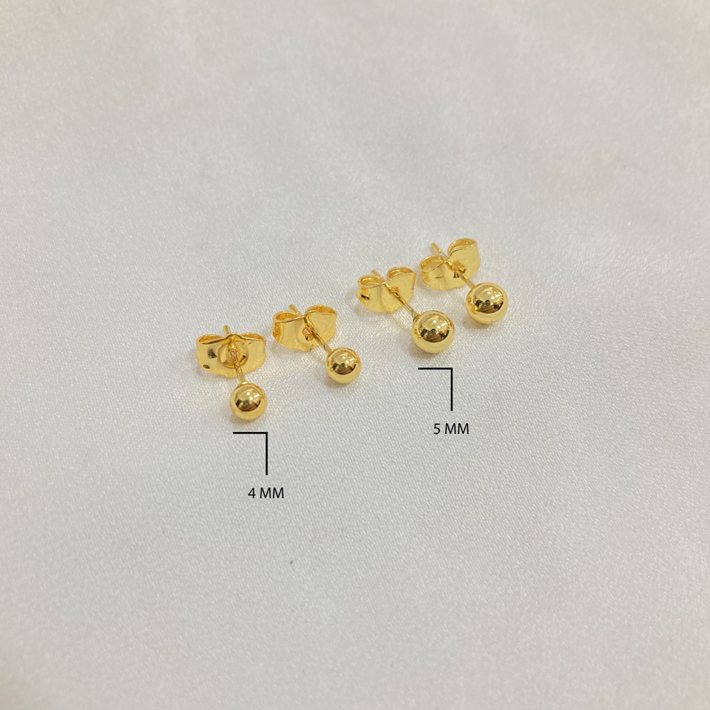 Anting Tusuk Bulat Simpel 4 mm / 5 mm Aksesoris Wanita