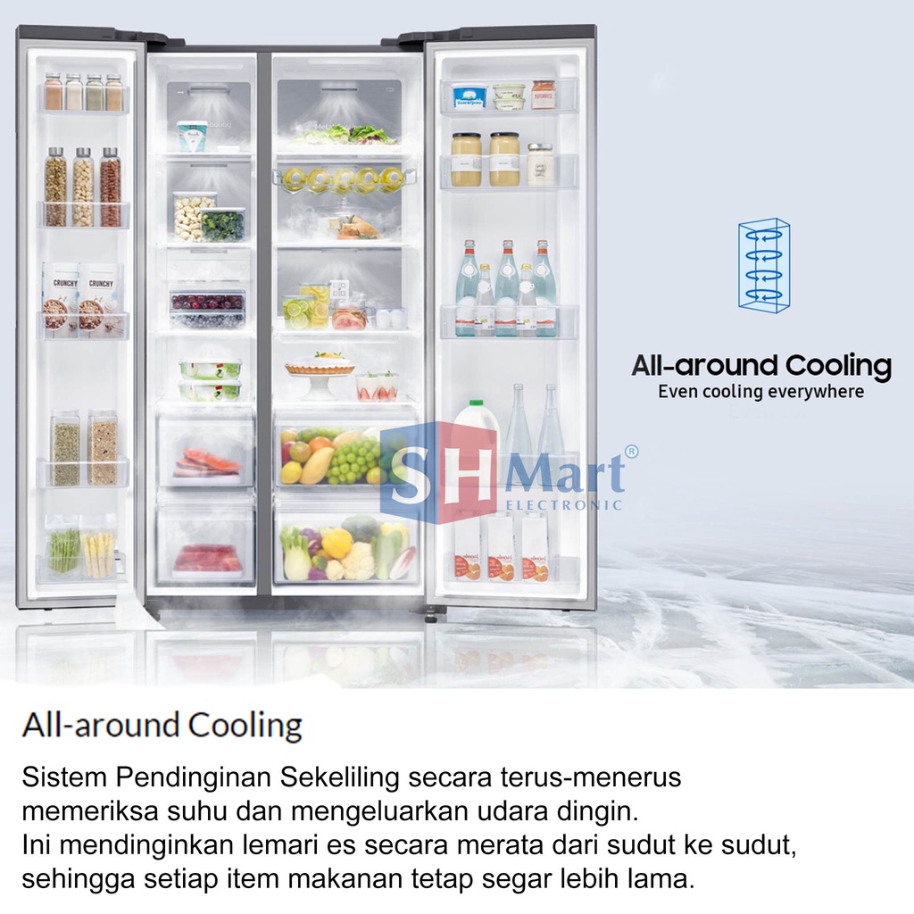 KULKAS SAMSUNG SIDE BY SIDE RS64R5141B4 KAPASITAS 676 LITER WITH ICE MAKER GARANSI RESMI ( MEDAN )